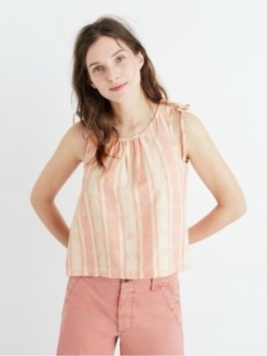 Madewell Tops - Madewell | Pink Plaid Crop Swing Tank Top | Size Small